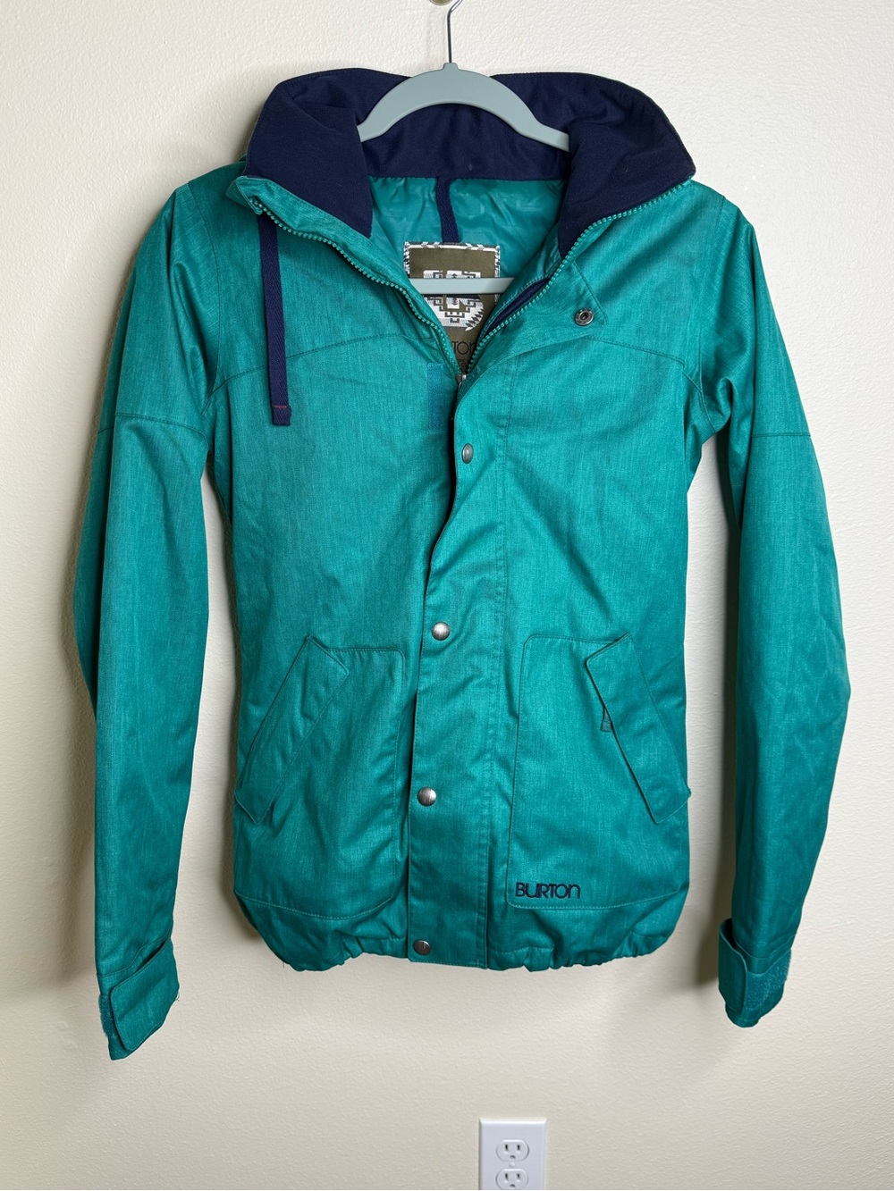 Burton DRYRIDE Hooded Full Zip Women's Ski/Snowboard Jacket XS Blue/Green
